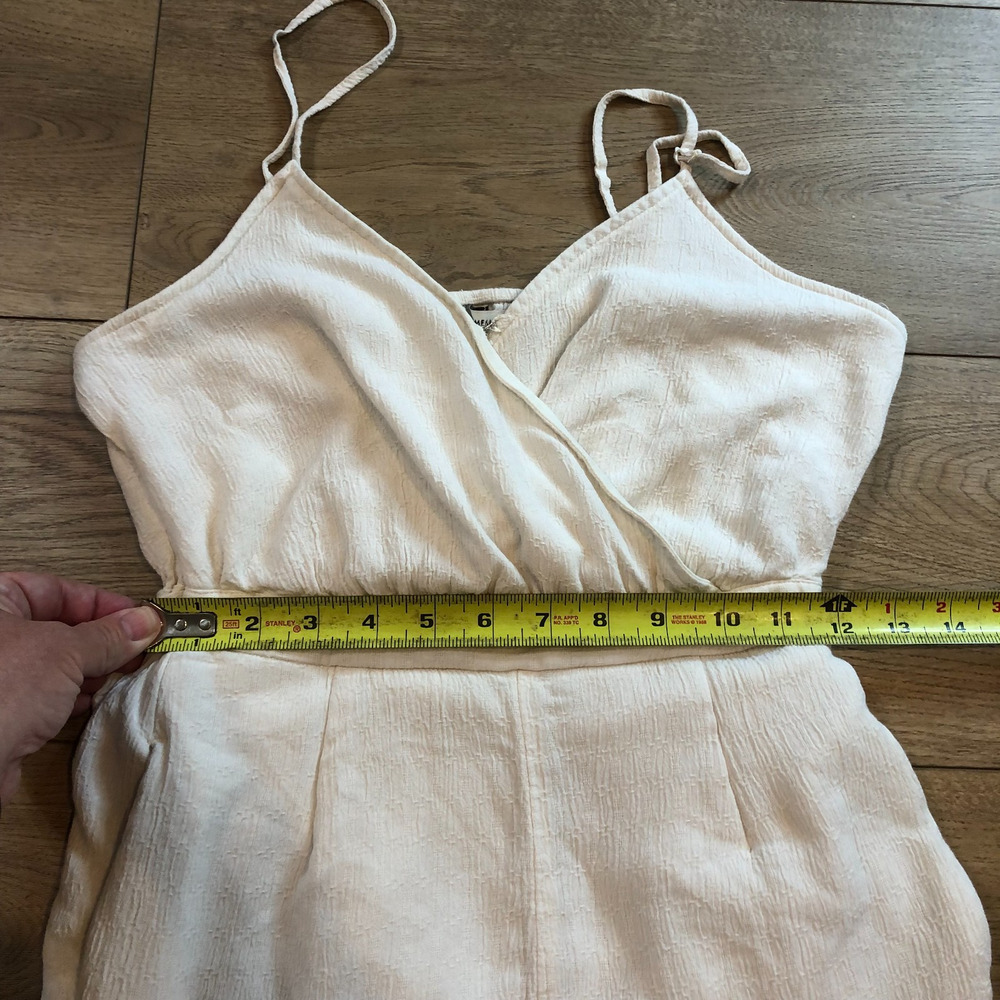 American Eagle Tank Top Romper Womens XL Babydoll Cream Tie Cottage Fairy Y2K - Picture 8 of 10